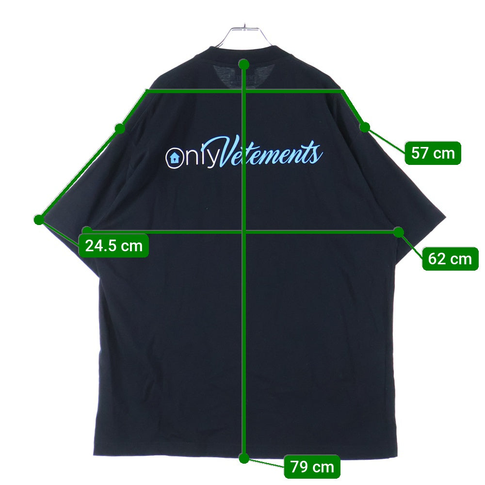 VETEMENTS(ヴェトモン) 25SS Only フロントプリント 半袖Tシャツ カットソー ブラック UA53TR160B