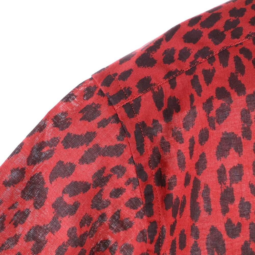 SAINT LAURENT PARIS(サンローランパリ) 13AW エディ期 Leopard Shirt ベイビーキャット レオパード ロングスリーブ 長袖シャツ レッド 340855 Y736F