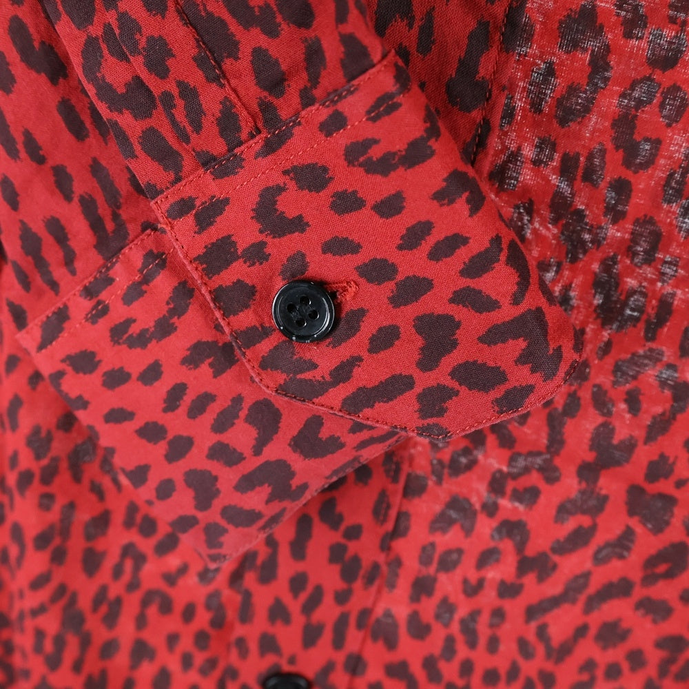 SAINT LAURENT PARIS(サンローランパリ) 13AW エディ期 Leopard Shirt ベイビーキャット レオパード ロングスリーブ 長袖シャツ レッド 340855 Y736F