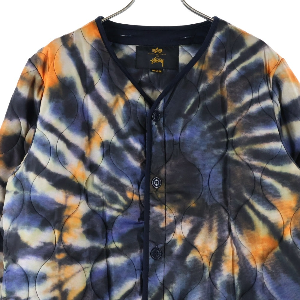 ALPHA INDUSTRIES(アルファ インダストリーズ) × STUSSY タイダイ柄 キルティング ジャケット ブルゾン マルチ TA1296-8000