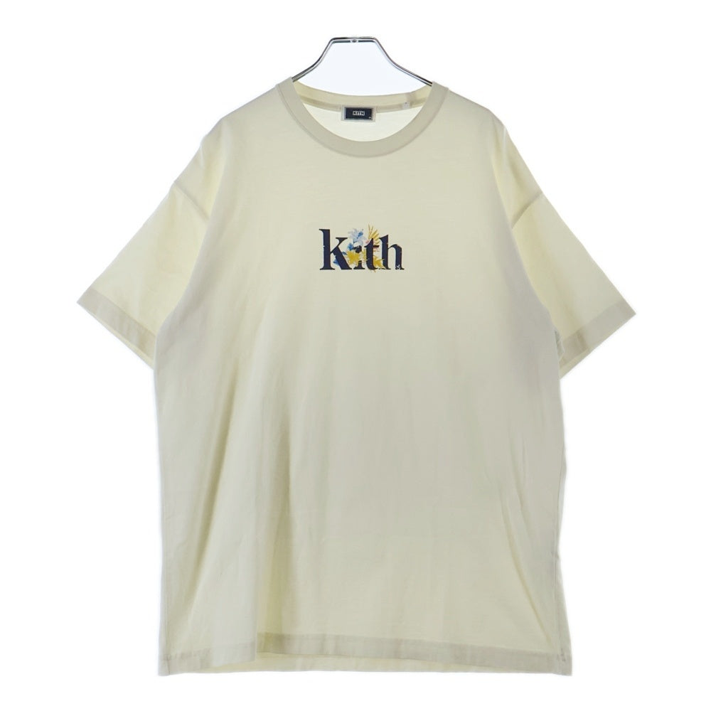 KITH(キス) フラワープリント フロントロゴ クルーネック 半袖Tシャツ カットソー ホワイト 21-071-060-0026-2-0