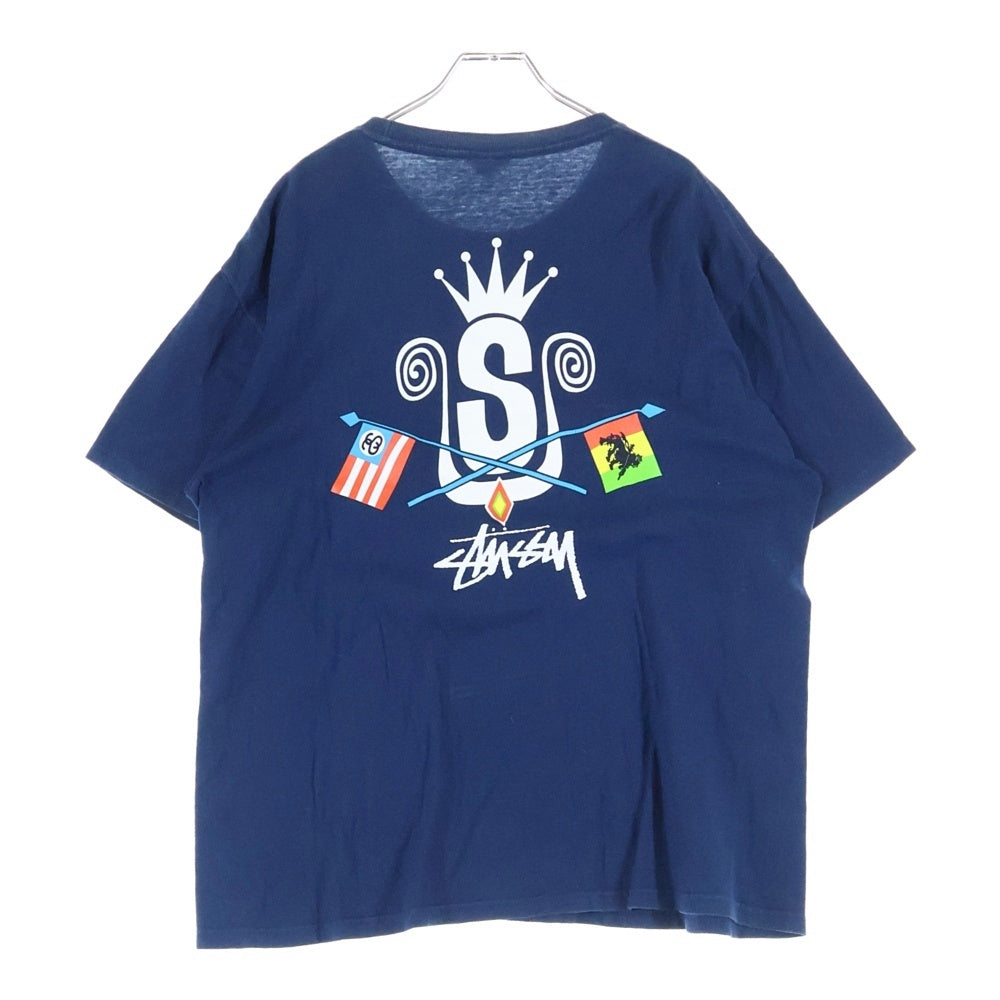 STUSSY(ステューシー) ラスタ プリント カットソー 半袖 Tシャツ ネイビー