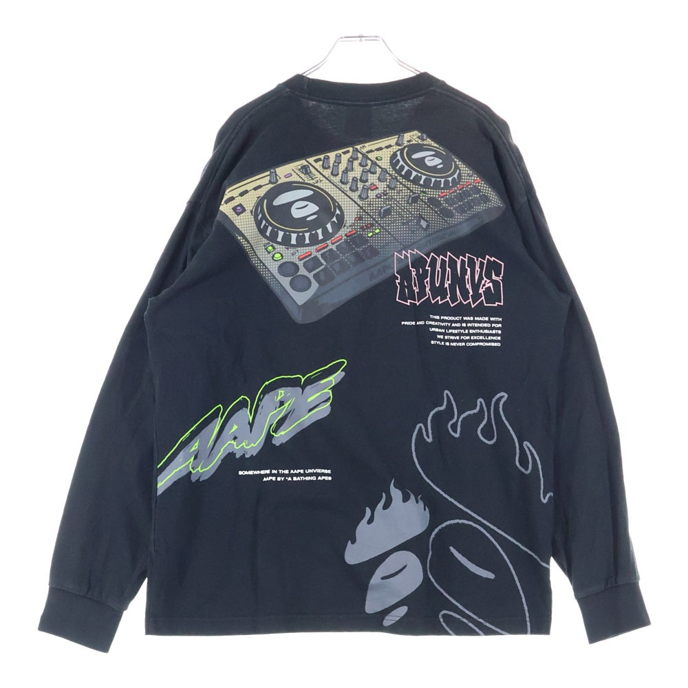 AAPE BY A BATHING APE(エーエイプバイアベイシングエイプ) 両面 ロゴ プリント ロングスリーブ 長袖シャツ ブラック