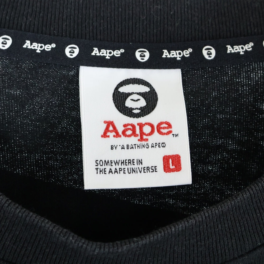 AAPE BY A BATHING APE(エーエイプバイアベイシングエイプ) 両面 ロゴ プリント ロングスリーブ 長袖シャツ ブラック