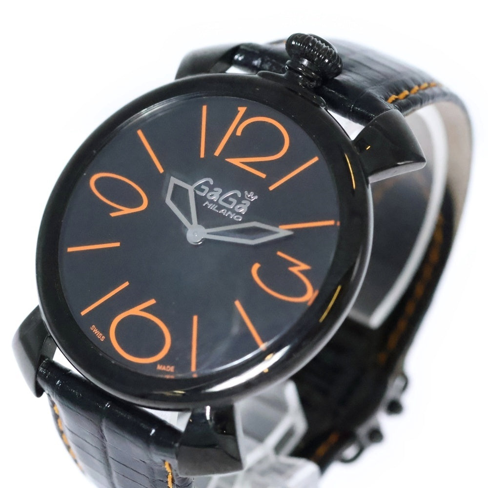 GaGa MILANO(ガガミラノ) Manuale Thin 46mm 5092.01 マヌアーレ シン 46mm クオーツ 腕時計 ブラック