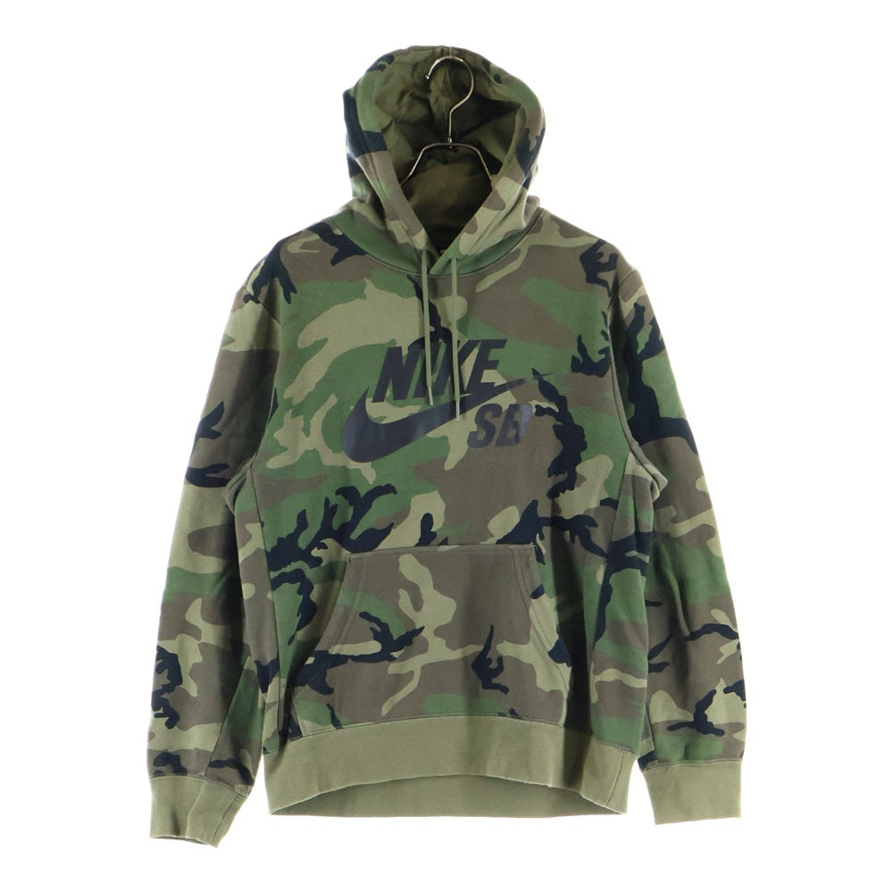 NIKE(ナイキ) カモ柄 フロントプリント プルオーバーパーカー フーディ カーキ AT9756-222