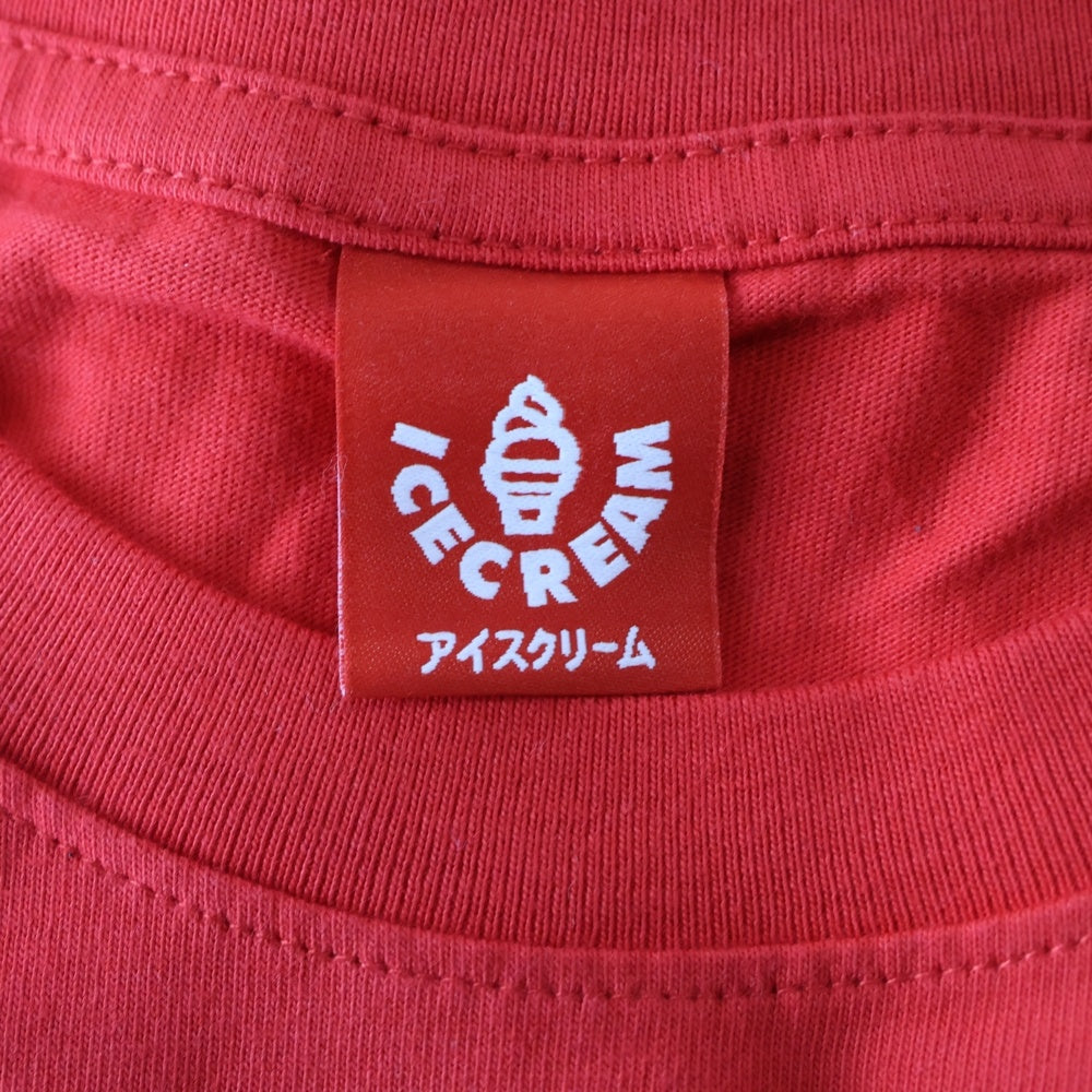 ICE CREAM(アイスクリーム) フロントプリント 半袖Tシャツ カットソー レッド 431-1200