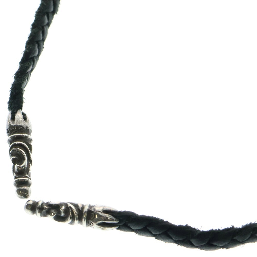 CHROME HEARTS(クロムハーツ) LEATHER BRAID SCROLL ネックレス レザーブレイドネックレス ブラック/シルバー BCA377