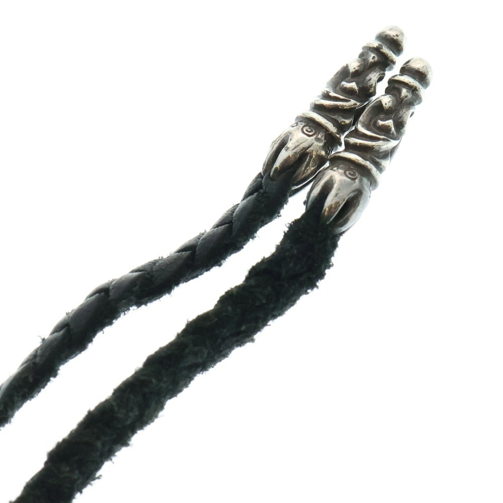 CHROME HEARTS(クロムハーツ) LEATHER BRAID SCROLL ネックレス レザーブレイドネックレス ブラック/シルバー BCA377