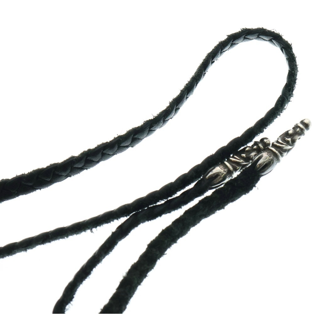 CHROME HEARTS(クロムハーツ) LEATHER BRAID SCROLL ネックレス レザーブレイドネックレス ブラック/シルバー BCA377