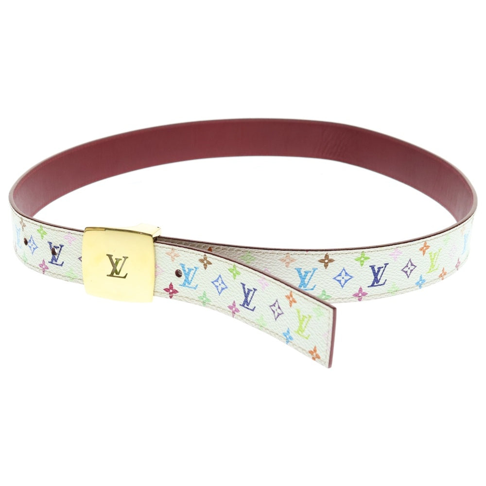 LOUIS VUITTON(ルイヴィトン) サンチュール LVカット リバーシブル レザーベルト モノグラム ゴールド金具 マルチカラー M9682