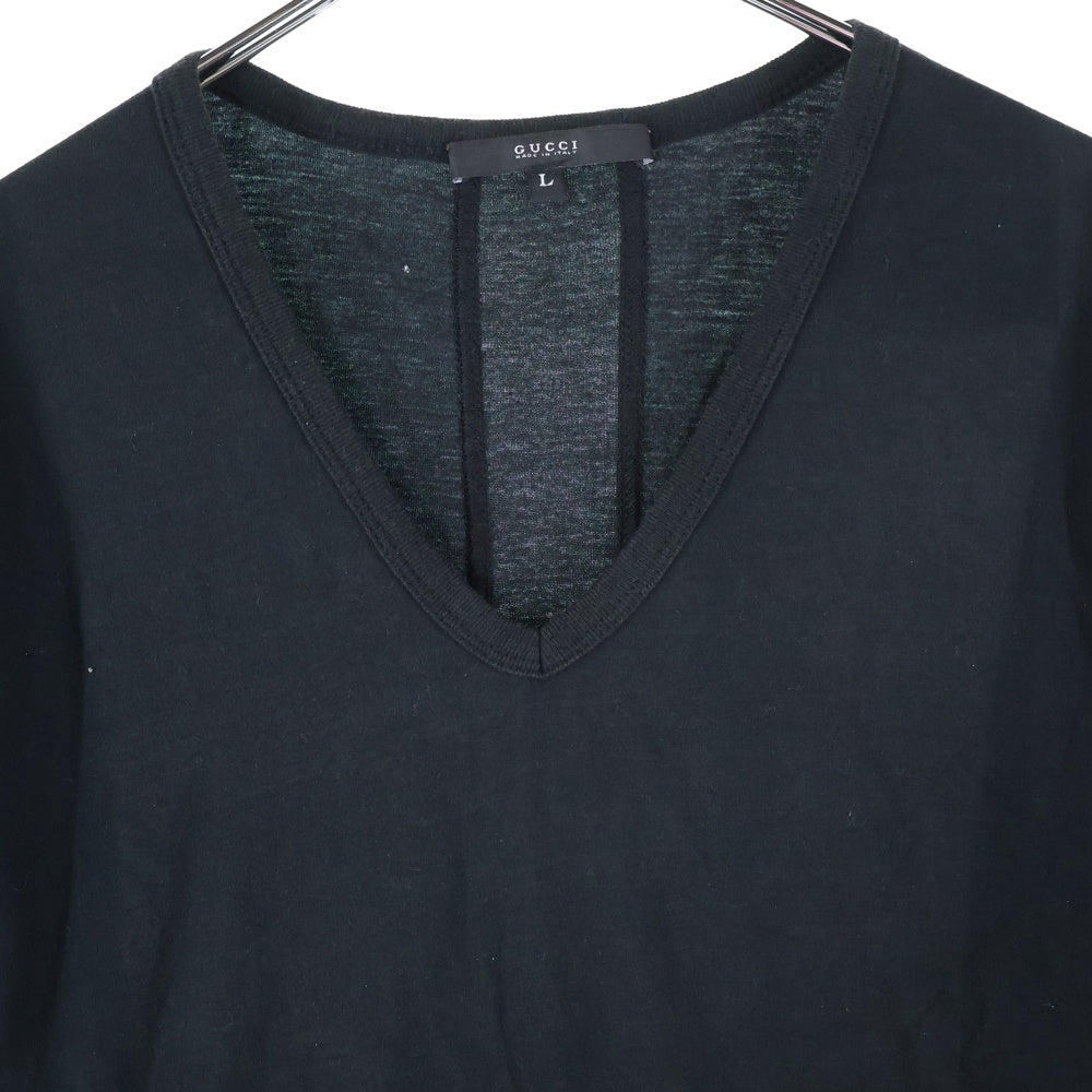 GUCCI(グッチ) アーム ラバー GGロゴ Vネック 半袖Tシャツ カットソー ブラック 224973 X3444