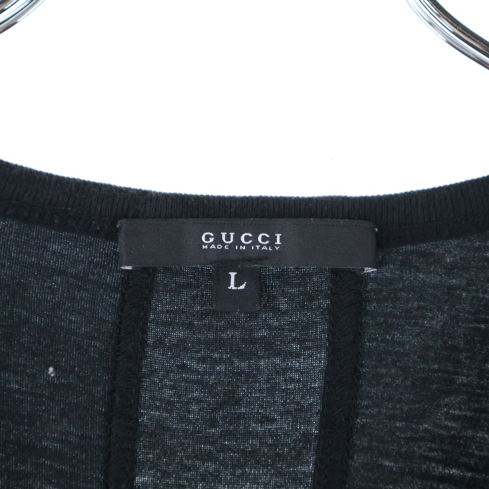 GUCCI(グッチ) アーム ラバー GGロゴ Vネック 半袖Tシャツ カットソー ブラック 224973 X3444