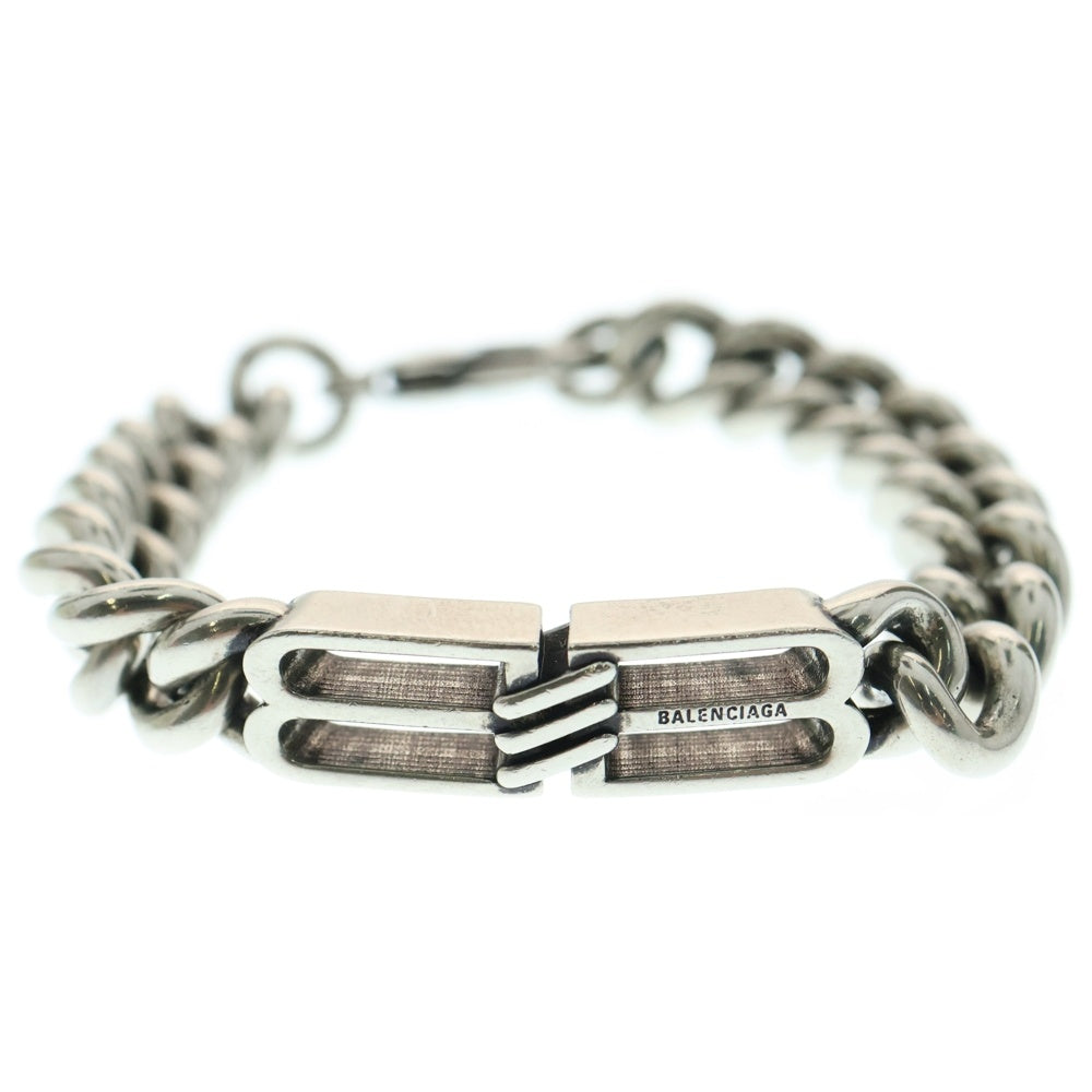 BALENCIAGA(バレンシアガ) BB Icon gourmette-chain bracelet BBアイコン グルメット チェーンブレスレット シルバー 718493TZ99I0911