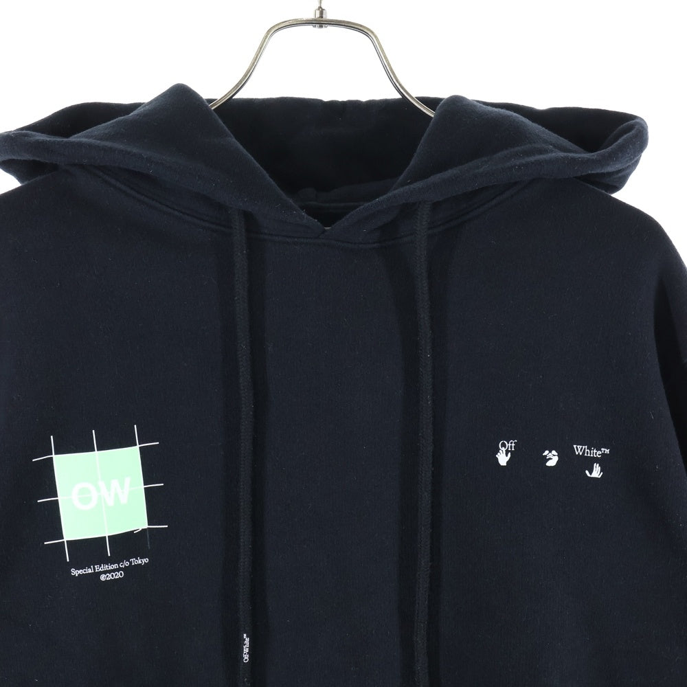 OFF-WHITE(オフホワイト) 20AW 阪急限定 バック ダイアグ ロゴプリント プルオーバーパーカー フーディ ブラック OMBB034G20FLE007