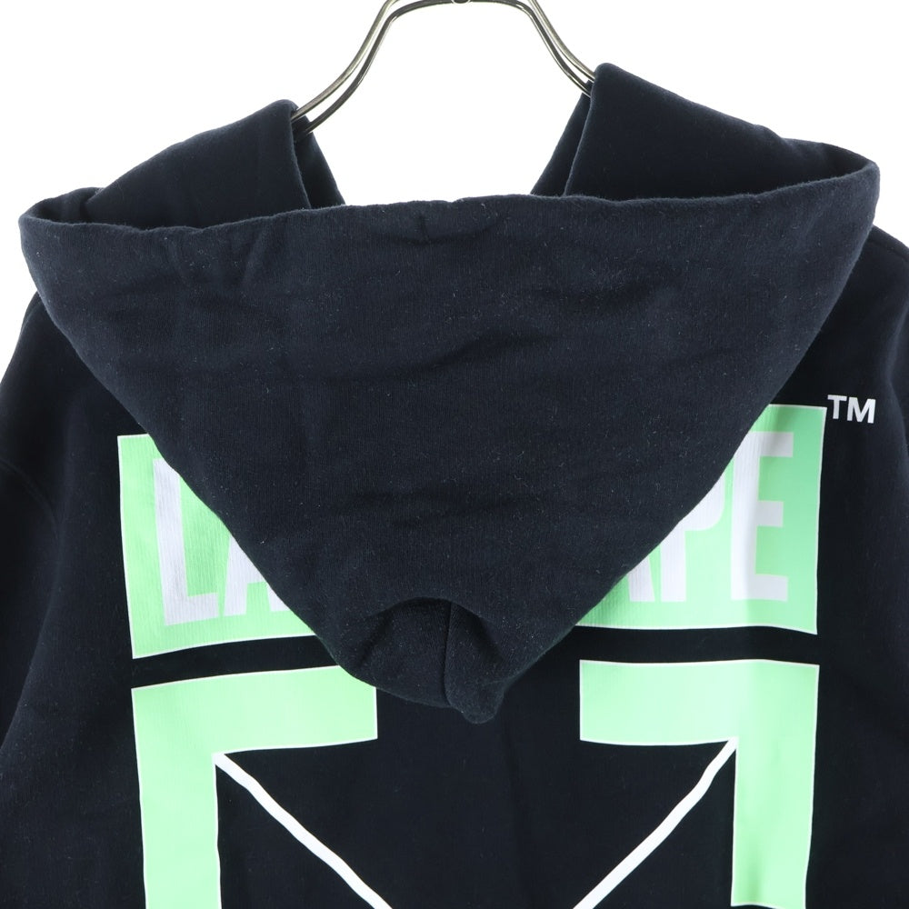OFF-WHITE(オフホワイト) 20AW 阪急限定 バック ダイアグ ロゴプリント プルオーバーパーカー フーディ ブラック OMBB034G20FLE007