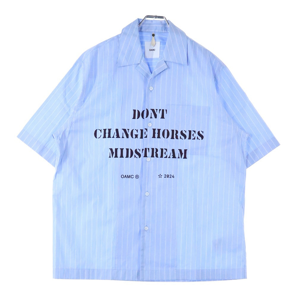 OAMC(オーエーエムシー) Kurt Stripe Shirt カート ストライプ 半袖シャツ ブルー 24E280AU98