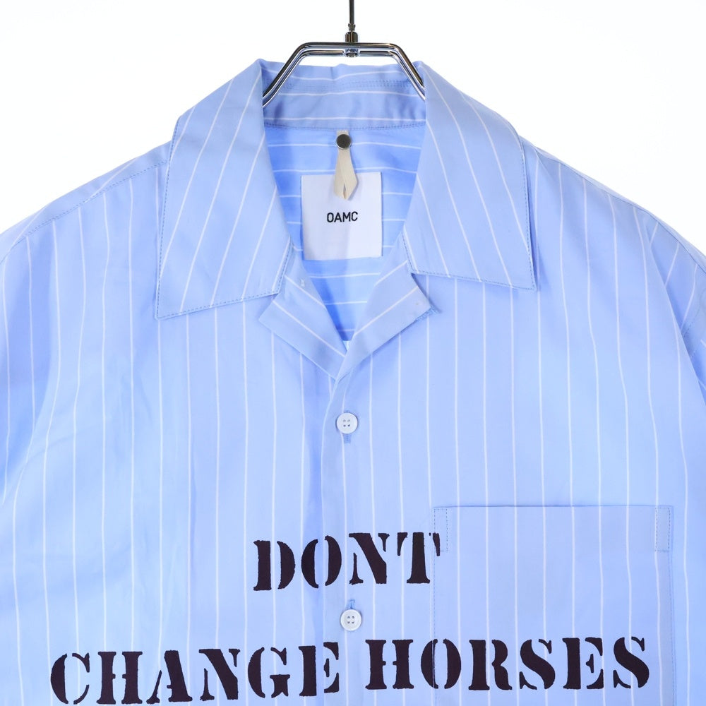 OAMC(オーエーエムシー) Kurt Stripe Shirt カート ストライプ 半袖シャツ ブルー 24E280AU98