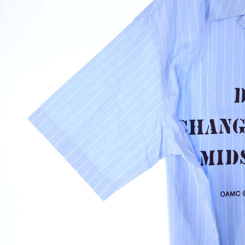 OAMC(オーエーエムシー) Kurt Stripe Shirt カート ストライプ 半袖シャツ ブルー 24E280AU98