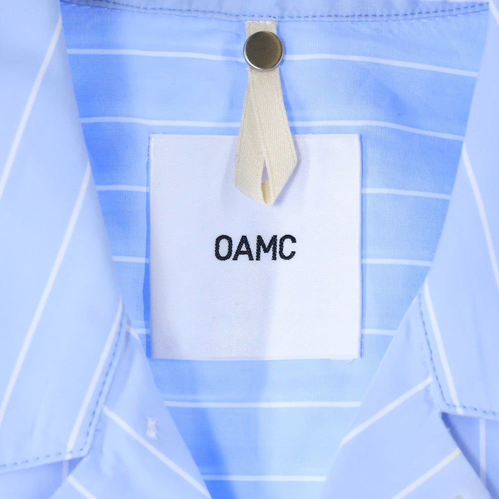 OAMC(オーエーエムシー) Kurt Stripe Shirt カート ストライプ 半袖シャツ ブルー 24E280AU98