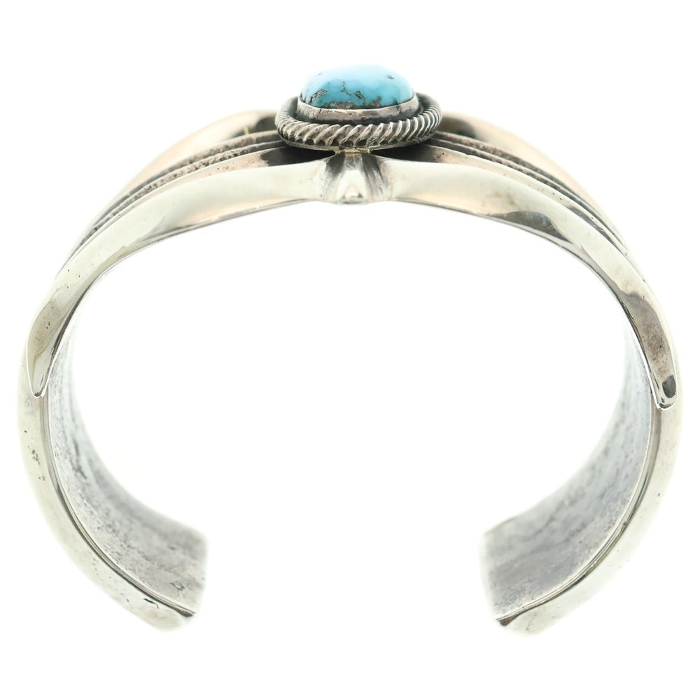 INDIAN JEWELRY(インディアンジュエリー) ナバホ族 Aaron Anderson アーロン・アンダーソン作 ローンマウンテン ターコイズ トゥファキャスト バングル ブレスレット シルバー