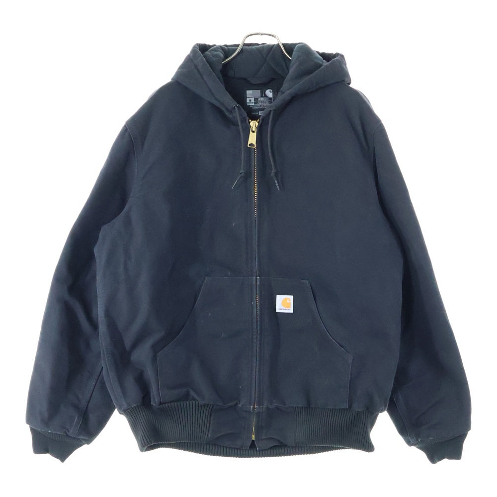 CARHARTT(カーハート) Loose Fit Duck Insulated Flannel Lined Active Jacket ルーズフィット 裏地キルティング ダック アクティブジャケット フーディー ブラック 0J0140-M