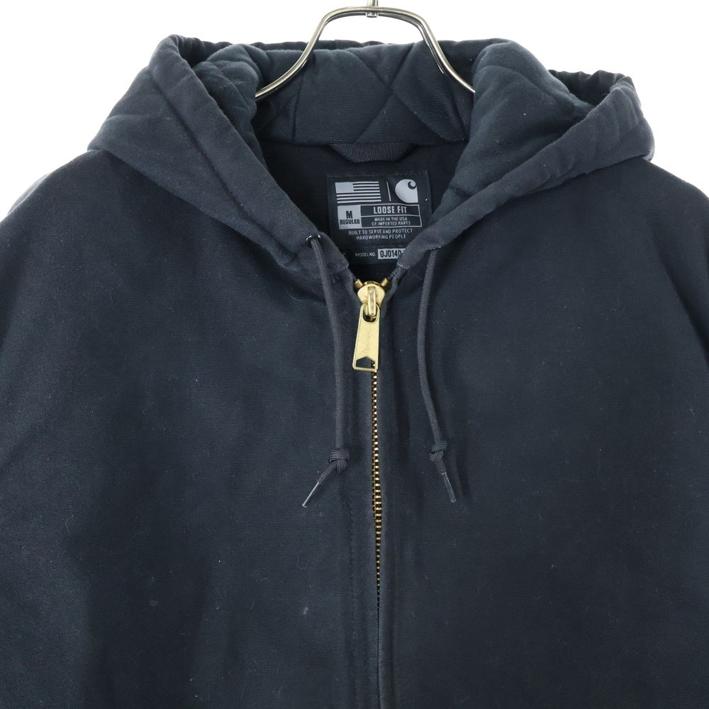 CARHARTT(カーハート) Loose Fit Duck Insulated Flannel Lined Active Jacket ルーズフィット 裏地キルティング ダック アクティブジャケット フーディー ブラック 0J0140-M