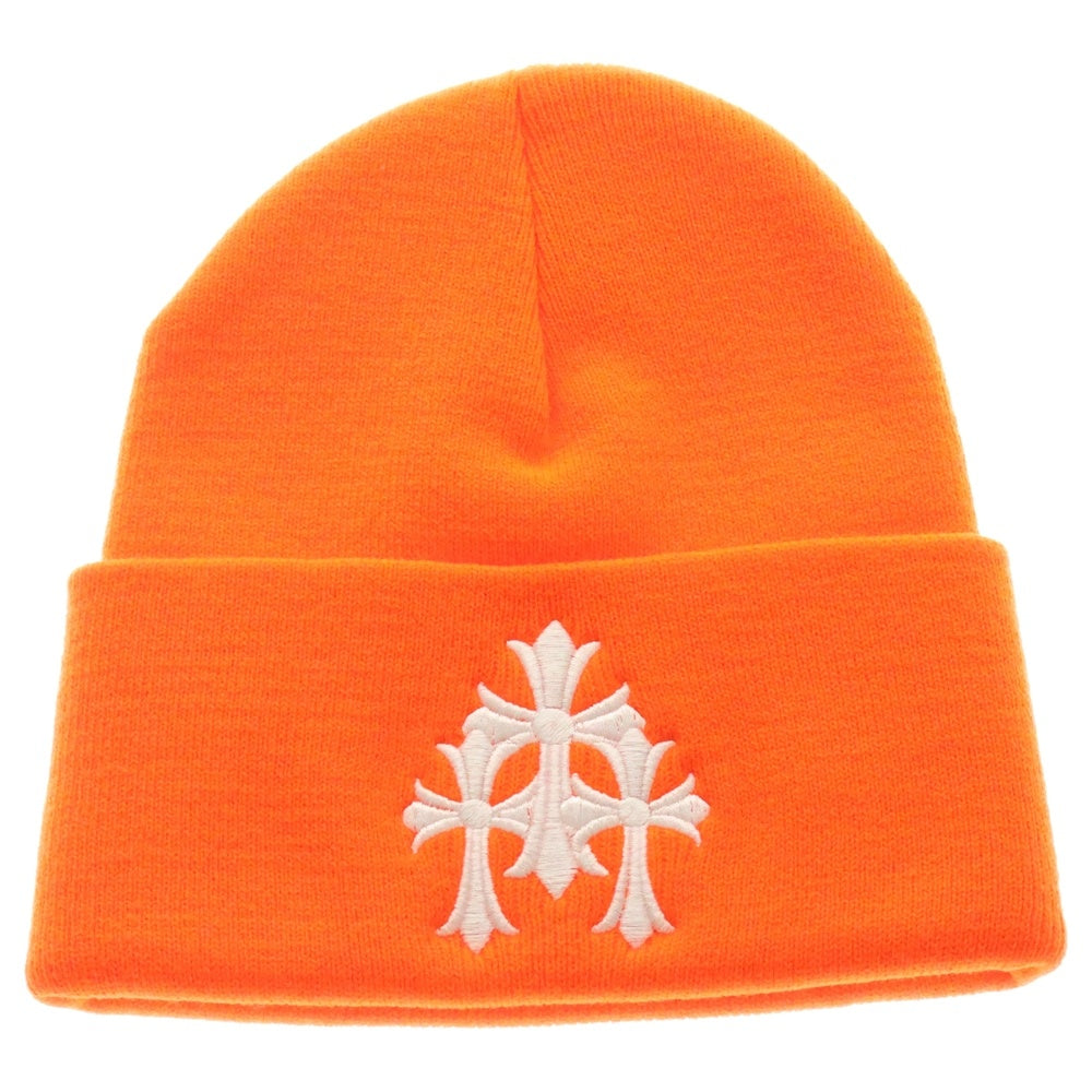 CHROME HEARTS(クロムハーツ) WATCH CAP ウール ワッチキャップ トリプルクロスステッチ ビーニー帽子 オレンジ