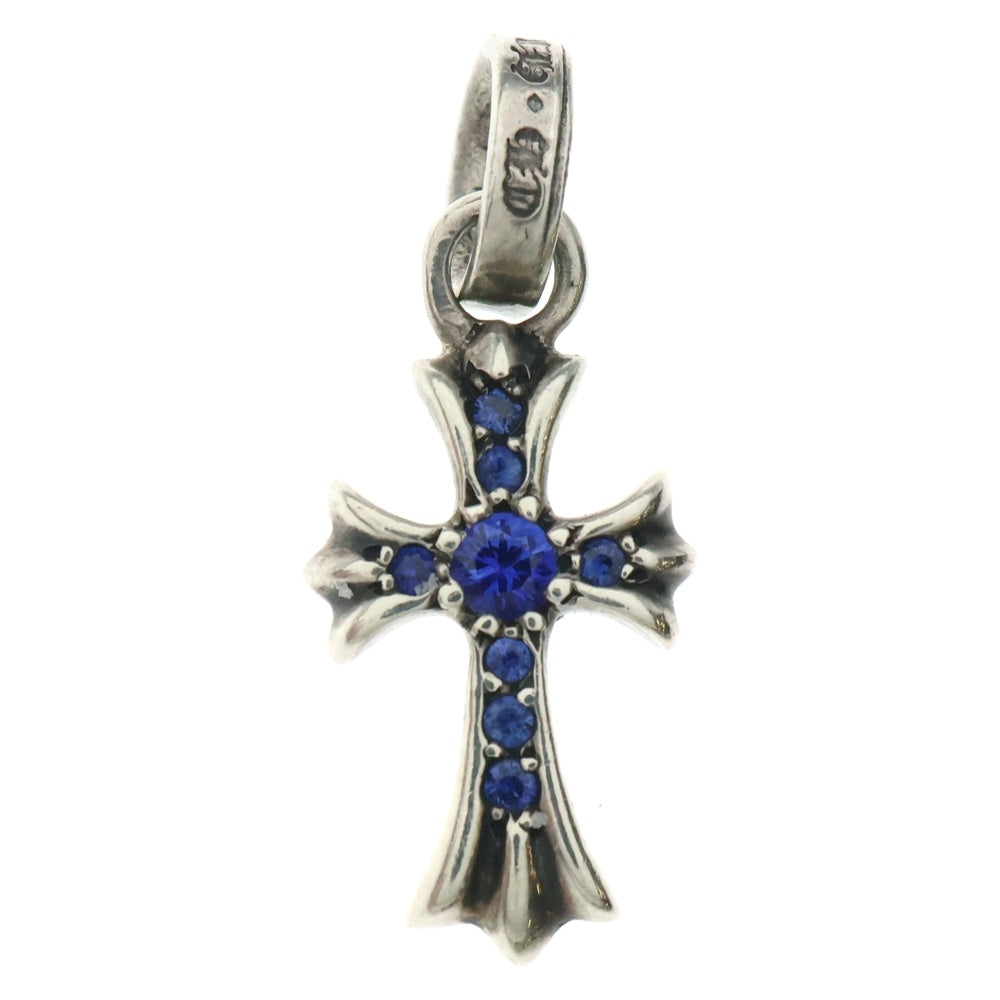CHROME HEARTS(クロムハーツ) CRS BBYFAT P SAP B ベイビーファット PAVEブルーサファイア チャーム シルバーネックレストップ