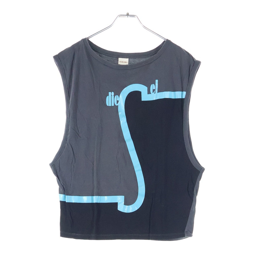 DIESEL(ディーゼル) フロントロゴ ノースリーブ タンクトップ グレー