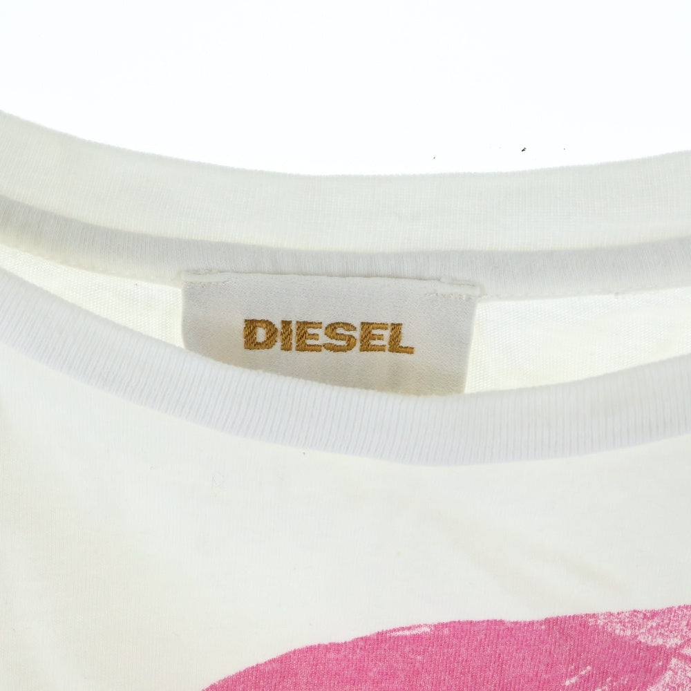 DIESEL(ディーゼル) フロントロゴ ノースリーブ タンクトップ ホワイト/ピンク