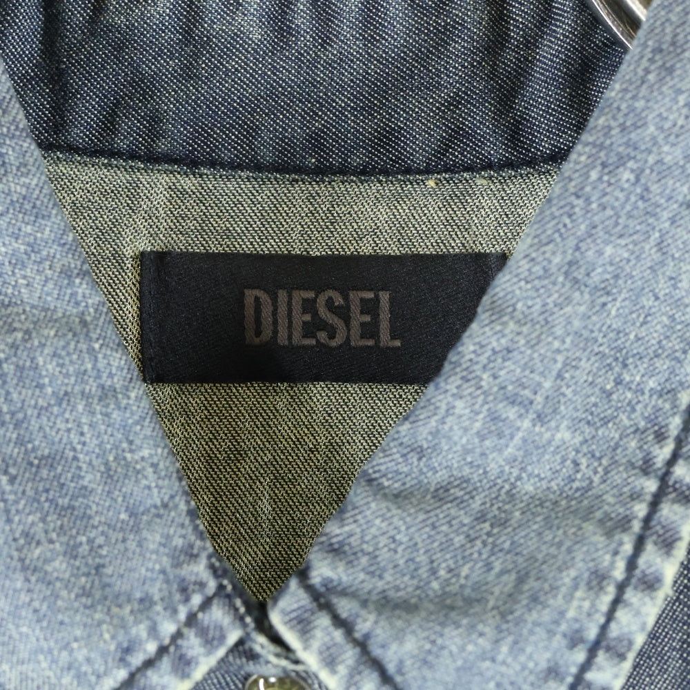 DIESEL(ディーゼル) デニム フリース 生地切り替え ノースリーブ チュニック インディゴ/ブラック レディース
