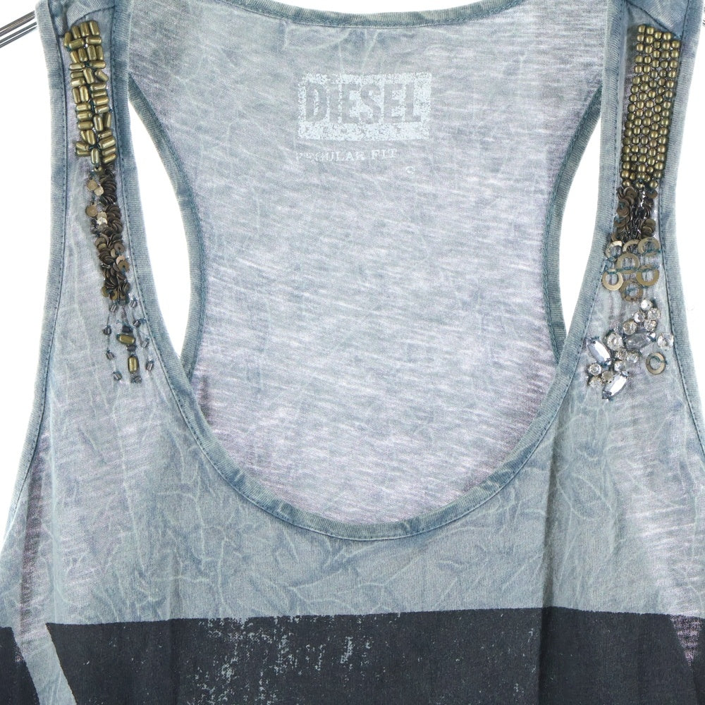 DIESEL(ディーゼル) フロントロゴ ロングタンクトップ ブルー/ブラック レディース