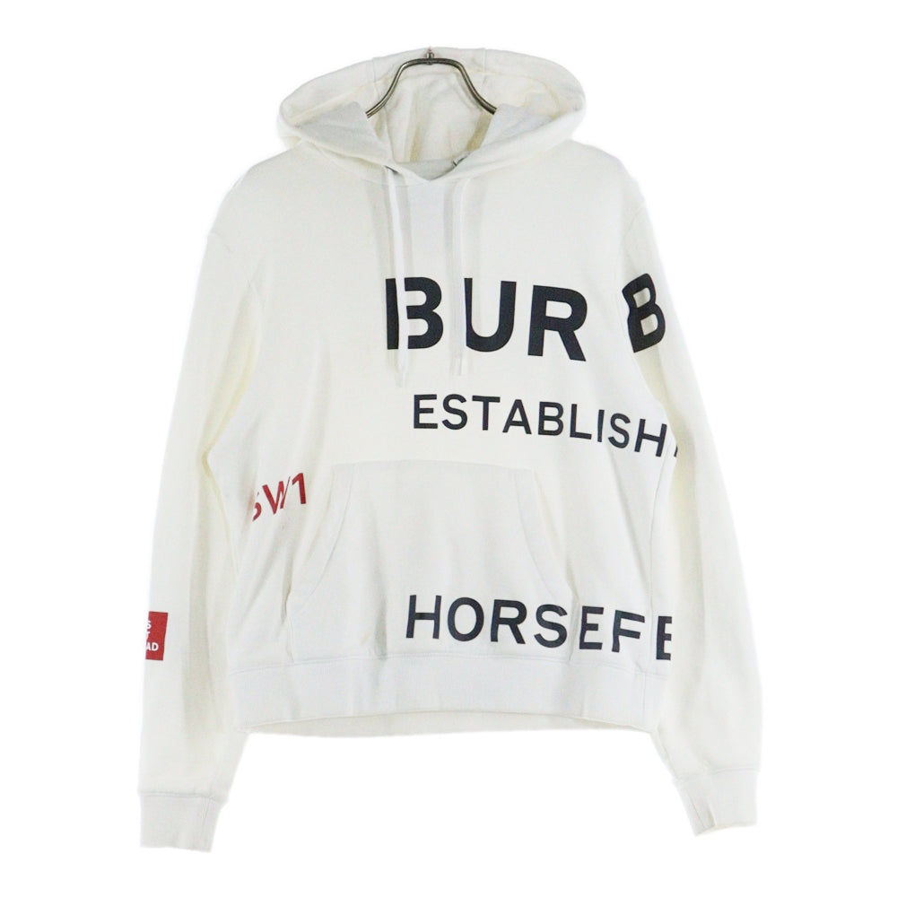 BURBERRY(バーバリー) ホースフェリー ロゴプリント プルオーバースウェットパーカー フーディー ホワイト