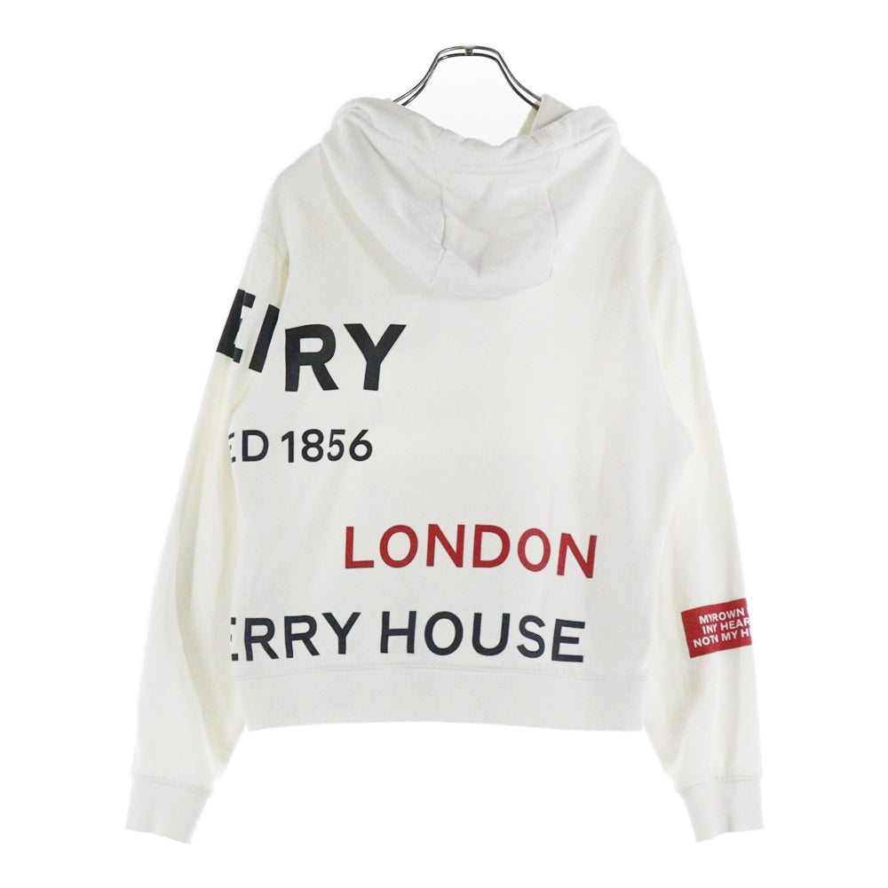 BURBERRY(バーバリー) ホースフェリー ロゴプリント プルオーバースウェットパーカー フーディー ホワイト