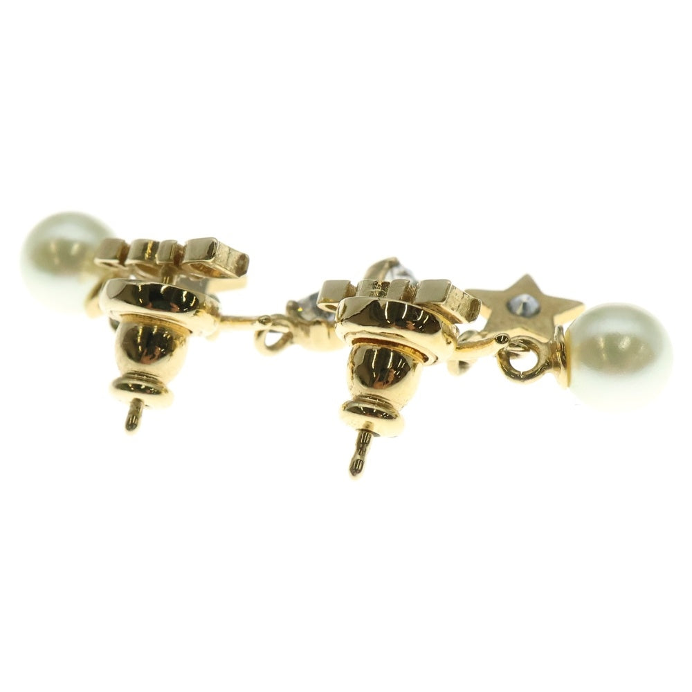 Christian Dior(クリスチャンディオール) Diorevolution ラインストーン パール スター ロゴチャーム ピアス ゴールド