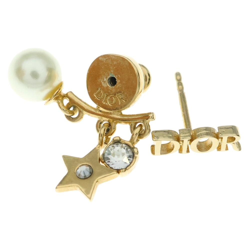 Christian Dior(クリスチャンディオール) Diorevolution ラインストーン パール スター ロゴチャーム ピアス ゴールド