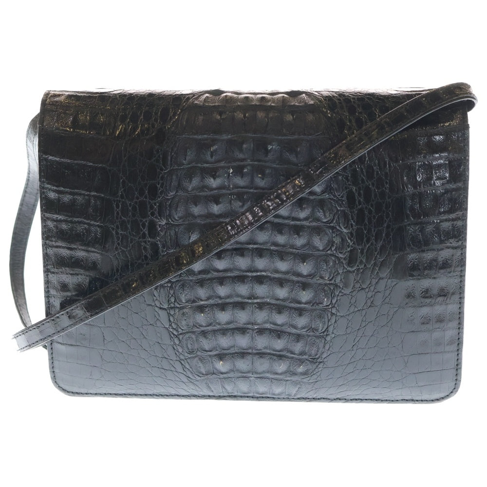 NO BRAND(ノーブランド) KAIYO 2WAY クロコダイル シャイニング加工 ショルダーバッグ ブラック