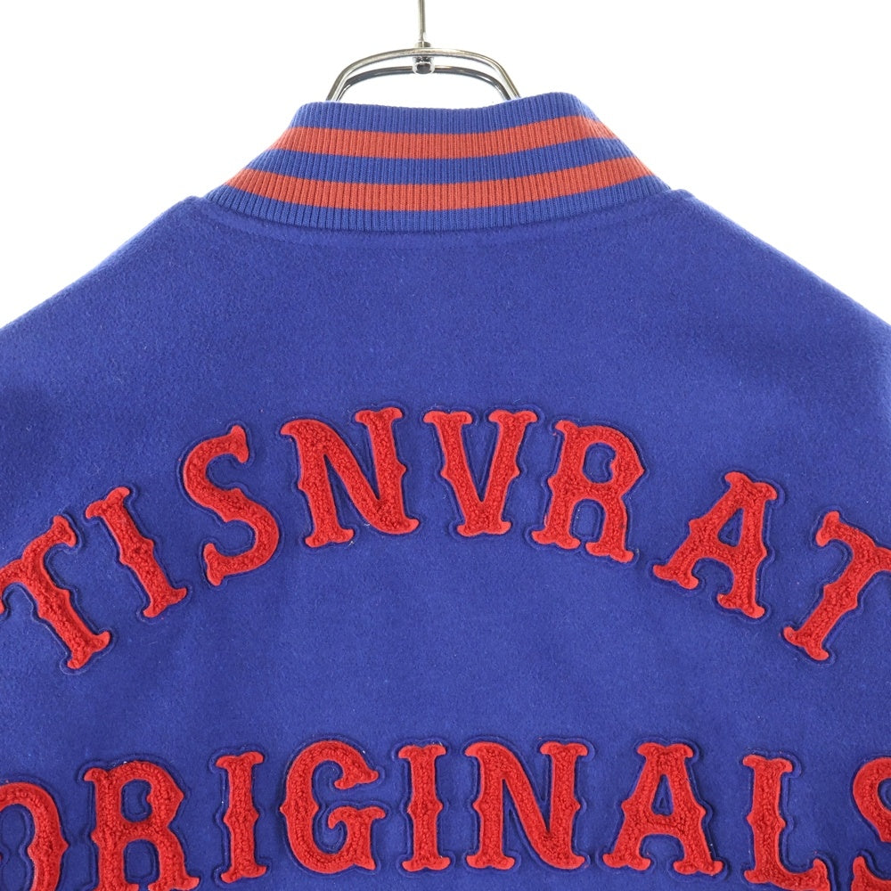 THISISNEVERTHAT(ディスイズネバーザット) 23AW 袖レザー 切り替え スタジャン ブルー/レッド TN233LOWHS01