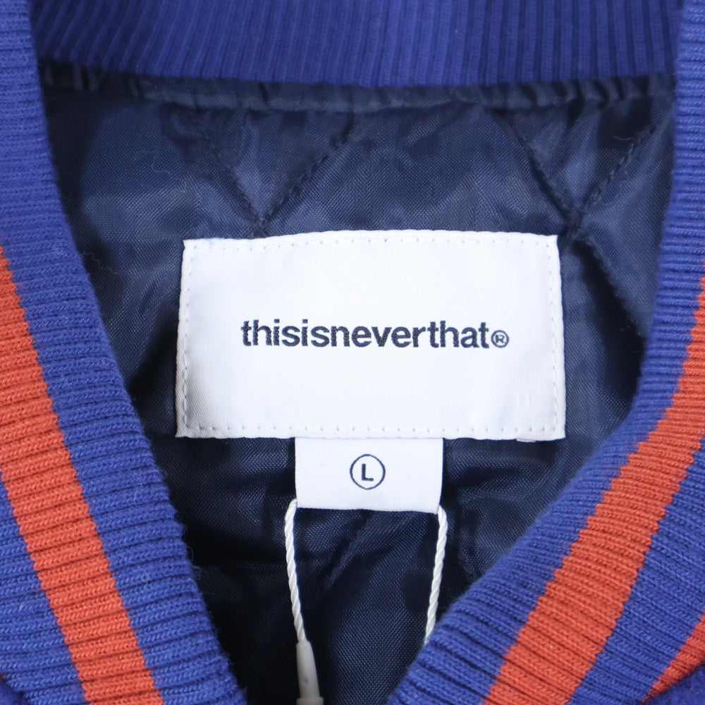 THISISNEVERTHAT(ディスイズネバーザット) 23AW 袖レザー 切り替え スタジャン ブルー/レッド TN233LOWHS01