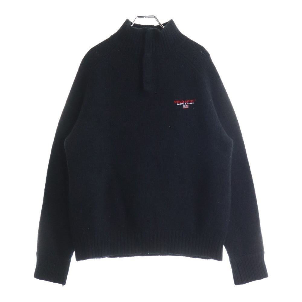 POLO SPORT RALPH LAUREN(ポロスポーツラルフローレン) ハーフスナップ ウール ニットセーター ブラック TMKF7-2270
