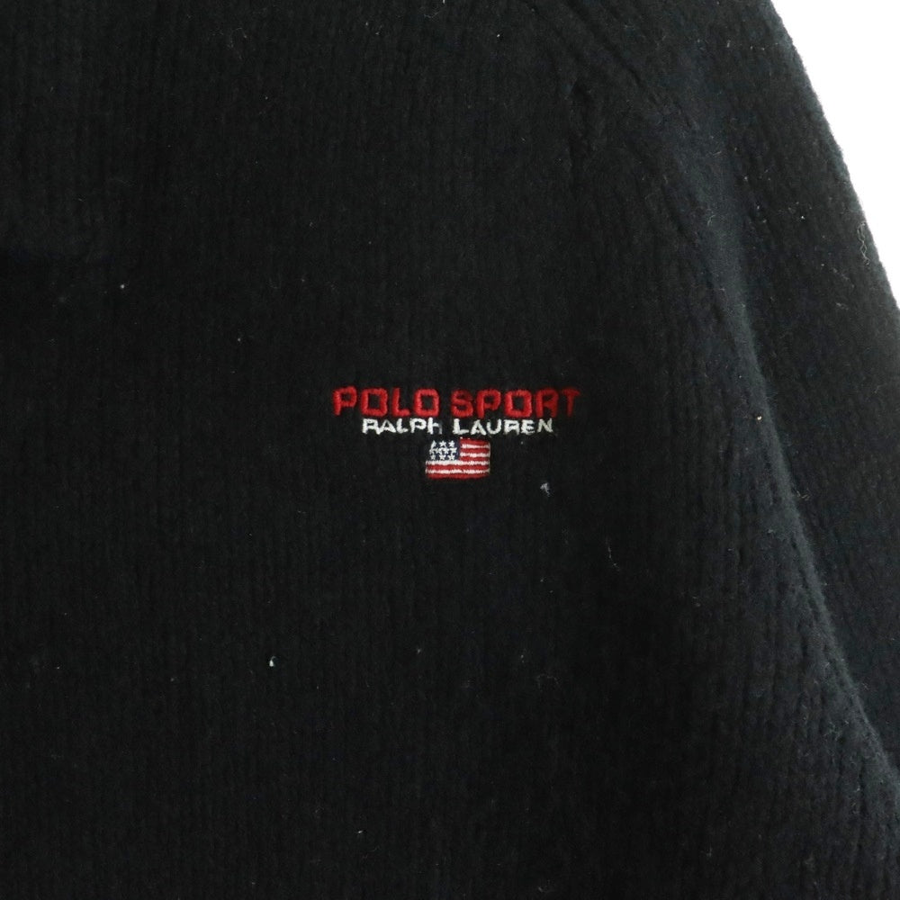 POLO SPORT RALPH LAUREN(ポロスポーツラルフローレン) ハーフスナップ ウール ニットセーター ブラック TMKF7-2270