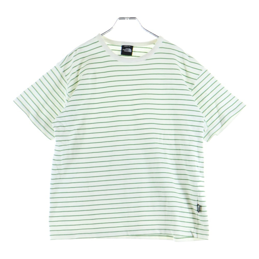 THE NORTH FACE(ザノースフェイス) ボーダー クルーネック コットン 半袖Tシャツ ホワイト/グリーン NT-5033X