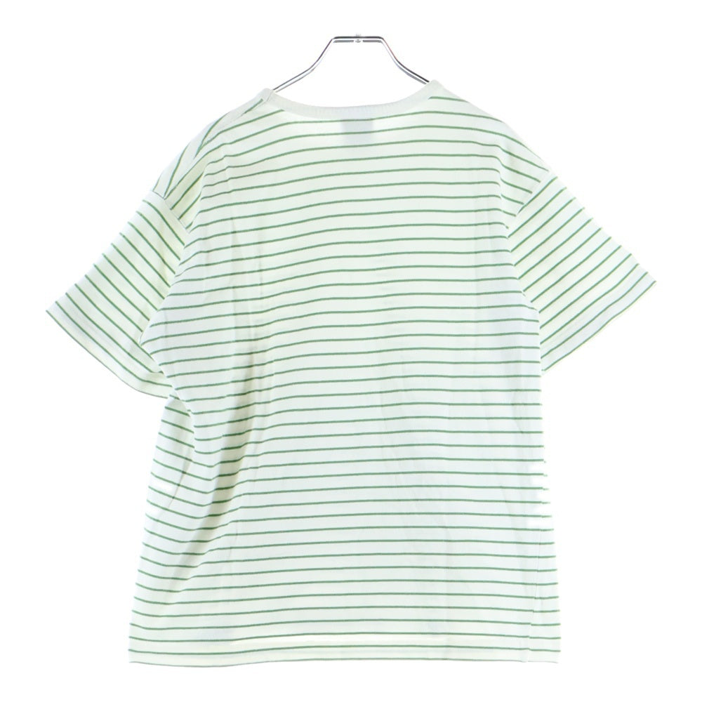 THE NORTH FACE(ザノースフェイス) ボーダー クルーネック コットン 半袖Tシャツ ホワイト/グリーン NT-5033X