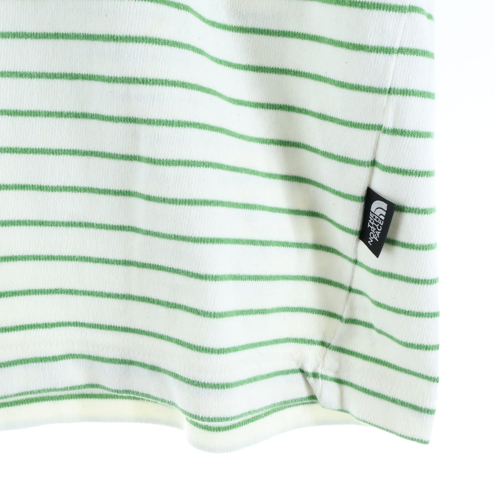 THE NORTH FACE(ザノースフェイス) ボーダー クルーネック コットン 半袖Tシャツ ホワイト/グリーン NT-5033X