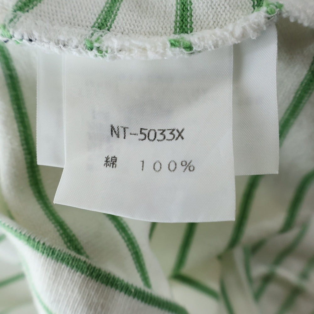 THE NORTH FACE(ザノースフェイス) ボーダー クルーネック コットン 半袖Tシャツ ホワイト/グリーン NT-5033X