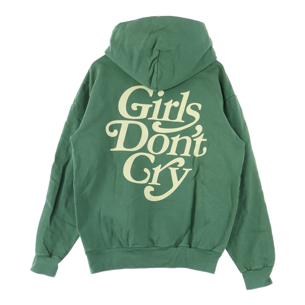 Girls Don't Cry(ガールズドントクライ) LOGO HOODIE ロゴプリント スウェット プルオーバー パーカー グリーン