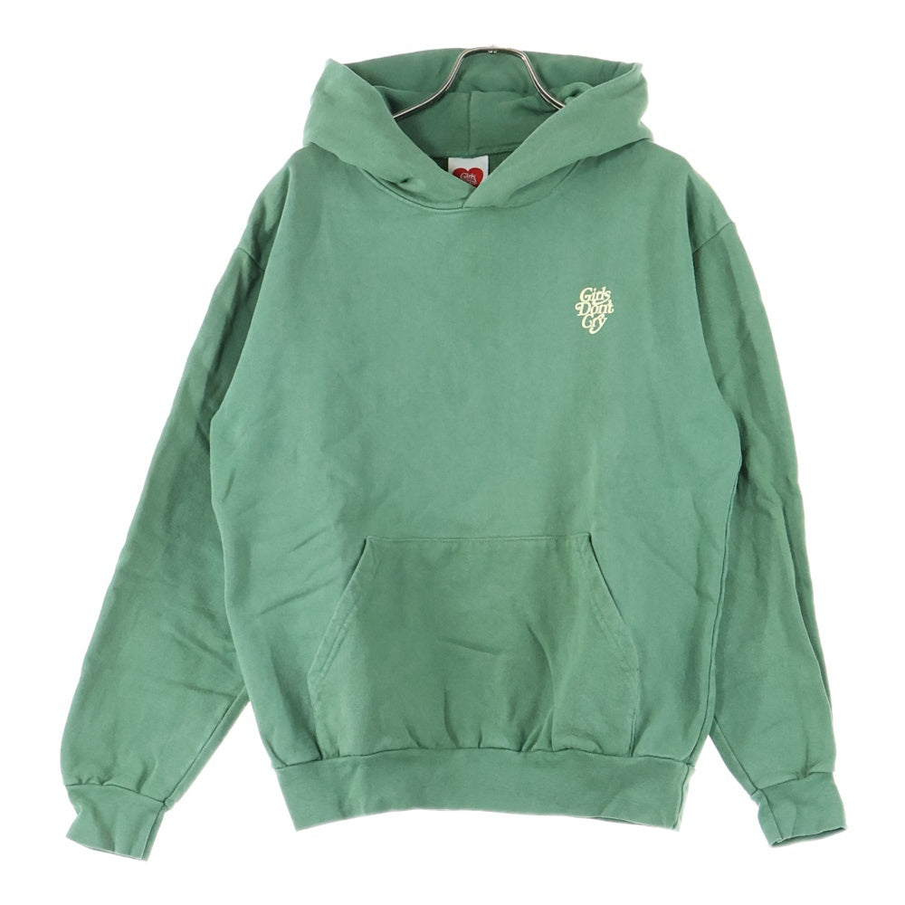 Girls Don't Cry(ガールズドントクライ) LOGO HOODIE ロゴプリント スウェット プルオーバー パーカー グリーン