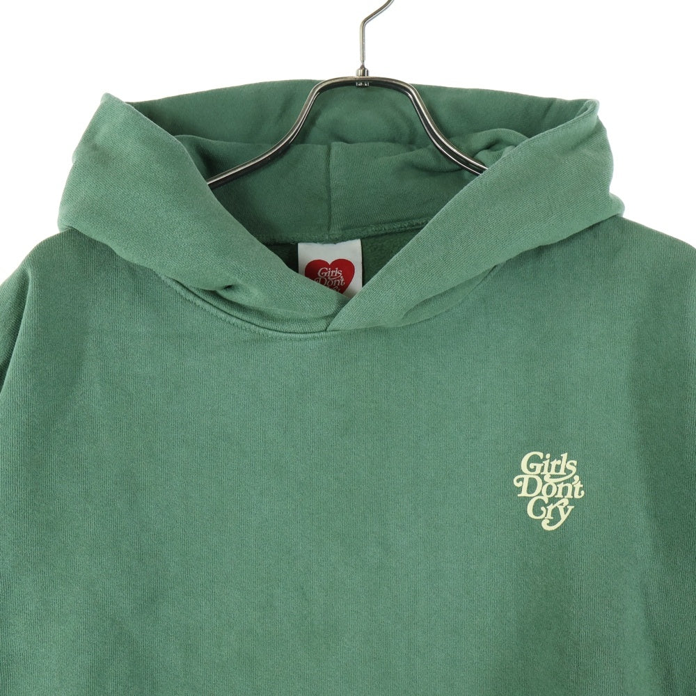 Girls Don't Cry(ガールズドントクライ) LOGO HOODIE ロゴプリント スウェット プルオーバー パーカー グリーン