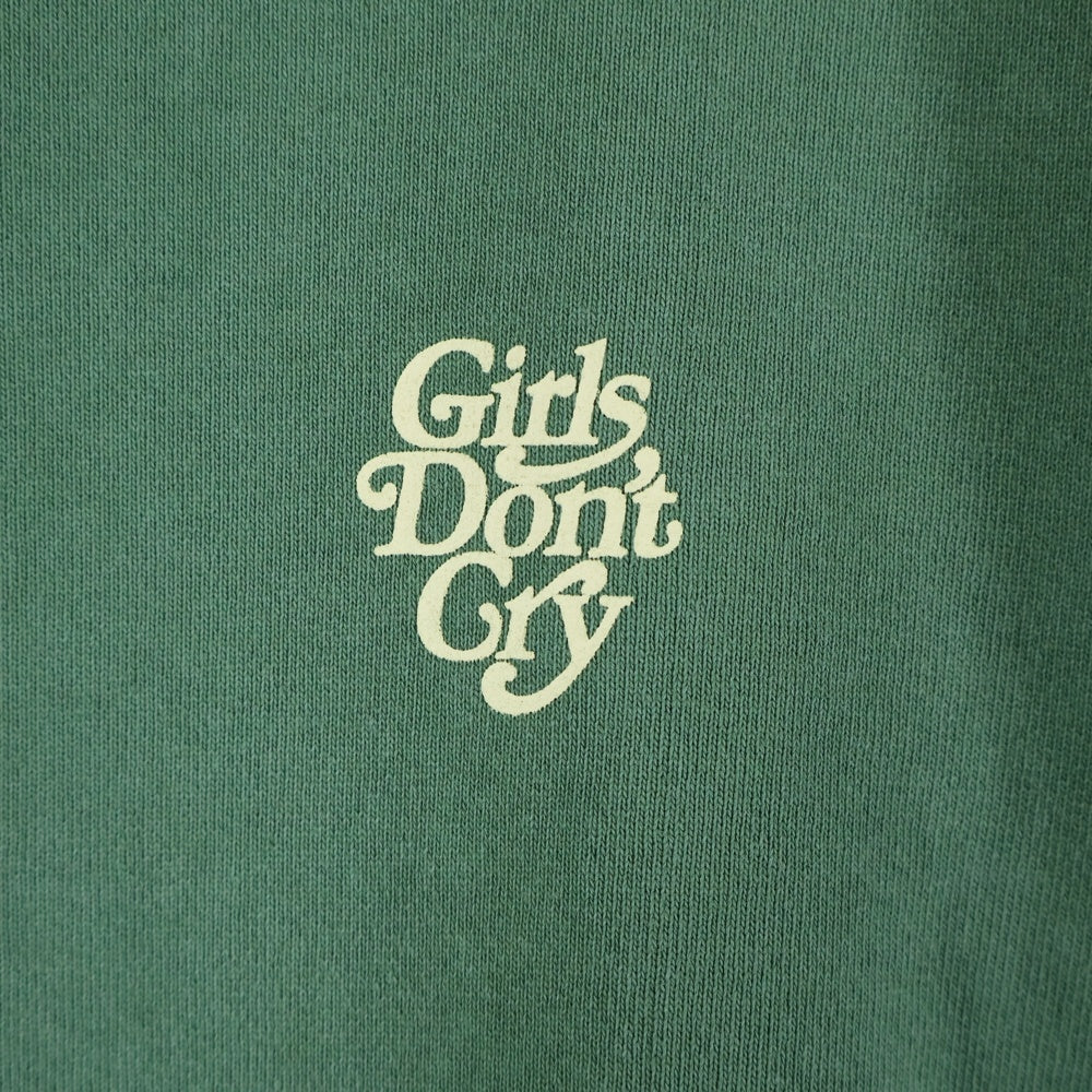 Girls Don't Cry(ガールズドントクライ) LOGO HOODIE ロゴプリント スウェット プルオーバー パーカー グリーン